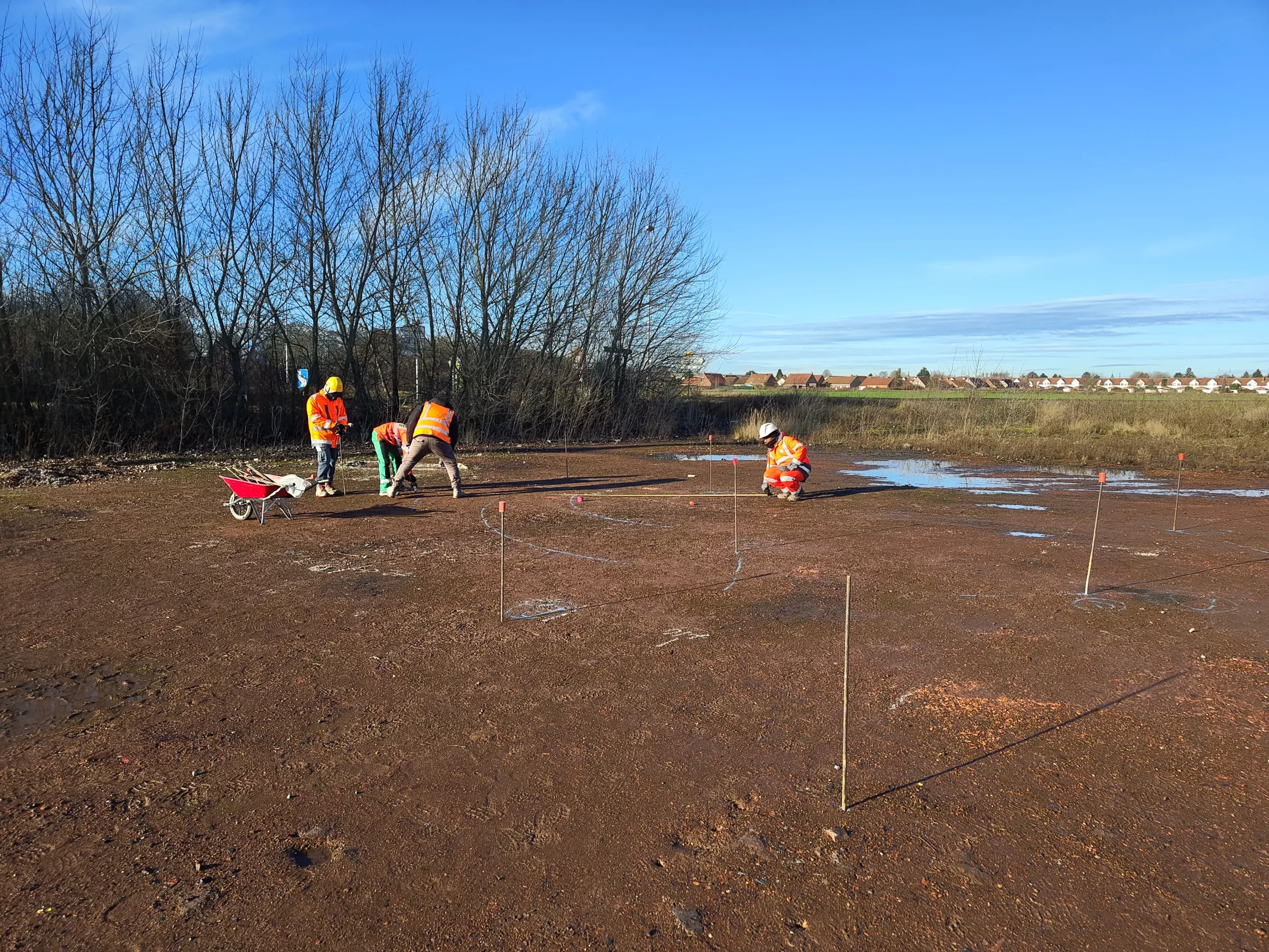 Accompagnement en perfectionnement implantation, traçage et mathématiques chantier pour un groupe GEIQ PRO TP chez ELFE Formation BTP